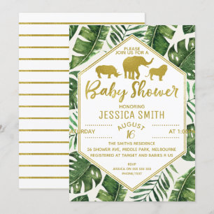 Modern Foliage Safari Baby shower Uitnodiging