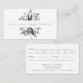 Modern Foliage Salon Scissors Logo Appointment Bus Visitekaartje (Voorkant / Achterkant)