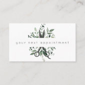 Modern Foliage Salon Scissors Logo Appointment Bus Visitekaartje (Voorkant)