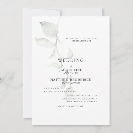 Modern Foliage Wedding Invitation Kaart (Voorkant)
