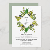 Modern Foliage Wedding Invitation Kaart (Voorkant / Achterkant)
