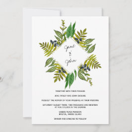 Modern Foliage Wedding Invitation Kaart