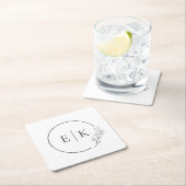 Modern Foliage Wedding Monogram Kartonnen Onderzetters (Insitu)