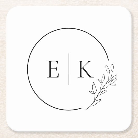 Modern Foliage Wedding Monogram Kartonnen Onderzetters (Voorkant)