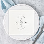 Modern Foliage Wedding Monogram Servet