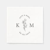 Modern Foliage Wedding Monogram Servet (Voorkant)