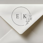 Modern Foliage Wedding Monogram Zelfinktende Stempel