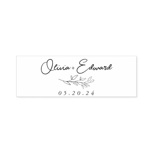 Modern Foliage Wedding Name Zelfinktende Stempel (Design)
