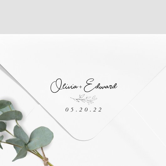 Modern Foliage Wedding Name Zelfinktende Stempel