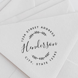 Modern Foliage Weduwen Ronde Return Address Zelfinktende Stempel