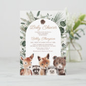 Modern Foliage Woodland Baby shower Kaart (Staand voorkant)