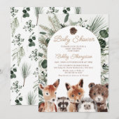 Modern Foliage Woodland Baby shower Kaart (Voorkant / Achterkant)