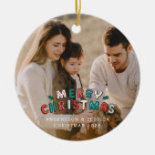 Modern foliage wreath photo Christmas Keramisch Ornament (Voorkant)