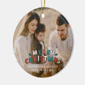 Modern foliage wreath photo Christmas Keramisch Ornament (Links)