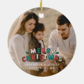 Modern foliage wreath photo Christmas Keramisch Ornament (Achterkant)