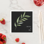 Modern Foliage Zwart Bruiloft Servetten (Insitu)