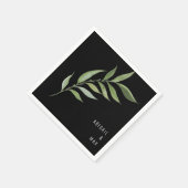 Modern Foliage Zwart Bruiloft Servetten (Hoek)
