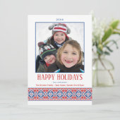 Modern Folk Art Embroidery | Slavic Pattern Feestdagenkaart (Staand voorkant)