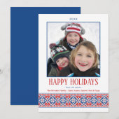 Modern Folk Art Embroidery | Slavic Pattern Feestdagenkaart (Voorkant / Achterkant)