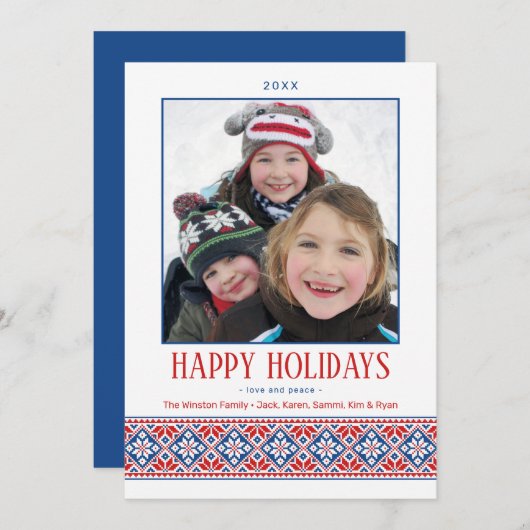 Modern Folk Art Embroidery | Slavic Pattern Feestdagenkaart (Voorkant / Achterkant)