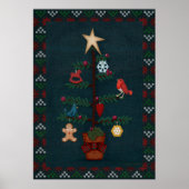 Modern Folk Art kerstboom | Kunst van Cherie Poster (Voorkant)