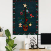 Modern Folk Art kerstboom | Kunst van Cherie Poster (Thuiskantoor)