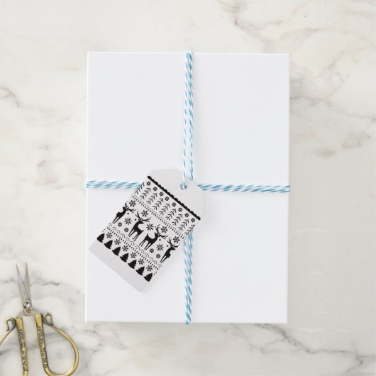 Modern Folk Art kerstrendierster Cadeaulabel (Met Touw)