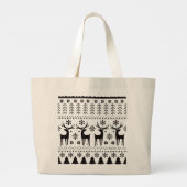 Modern Folk Art kerstrendierster Grote Tote Bag (Achterkant)