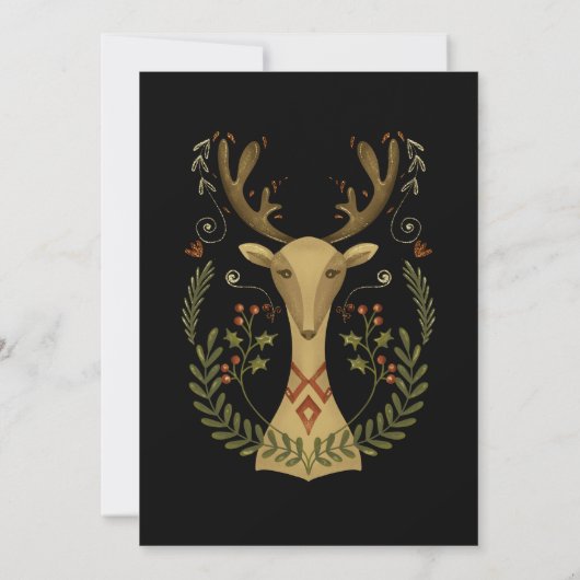 Modern Folk Art kerstrendierster Kaart (Achterkant)