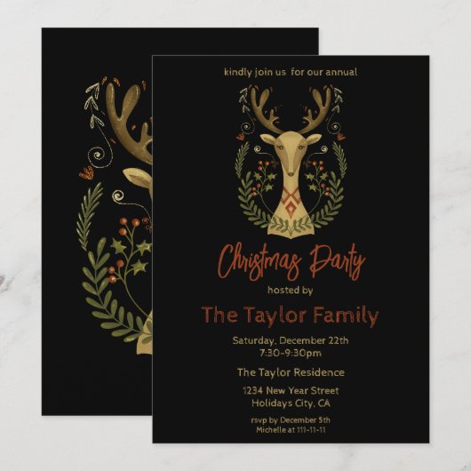 Modern Folk Art kerstrendierster Kaart (Voorkant / Achterkant)