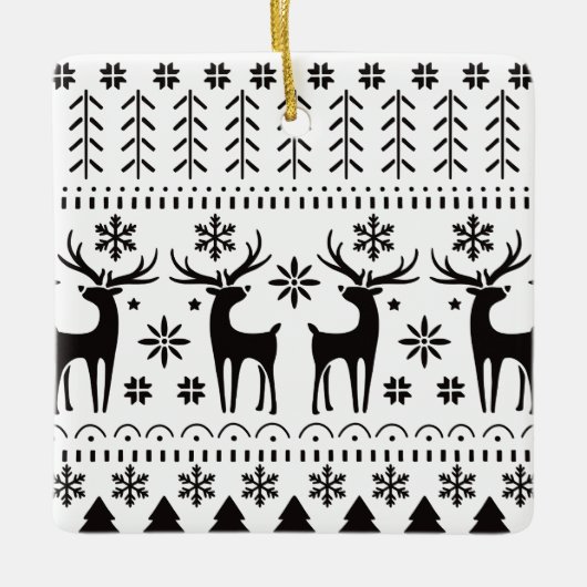 Modern Folk Art kerstrendierster Keramisch Ornament (Voorkant)