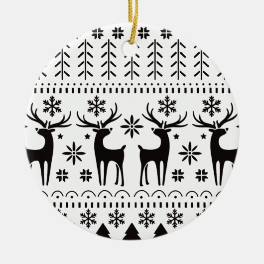 Modern Folk Art kerstrendierster Keramisch Ornament (Voorkant)