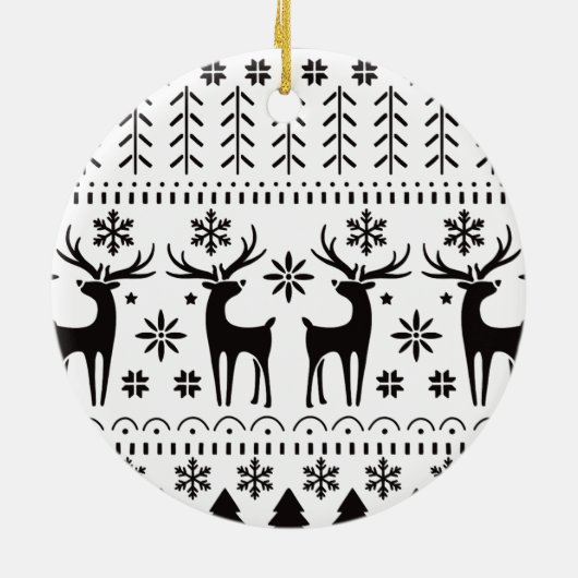 Modern Folk Art kerstrendierster Keramisch Ornament (Achterkant)