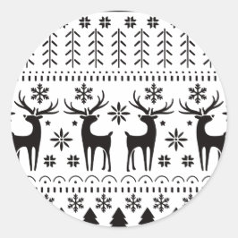 Modern Folk Art kerstrendierster Ronde Sticker