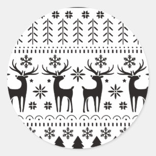 Modern Folk Art kerstrendierster Ronde Sticker