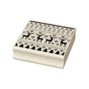 Modern Folk Art kerstrendierster Rubberstempel