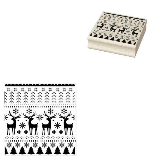 Modern Folk Art kerstrendierster Rubberstempel (Gestempeld)