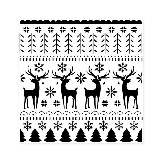 Modern Folk Art kerstrendierster Rubberstempel (Afrduk)