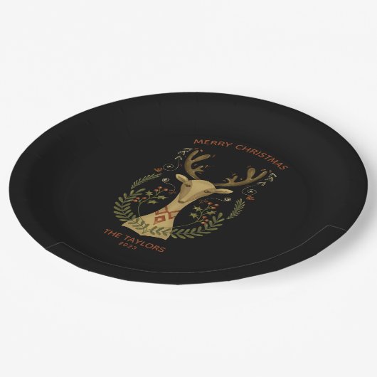 Modern Folk Art kerstrenier Square Sticker Papieren Bordje (Gekanteld)