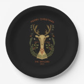 Modern Folk Art kerstrenier Square Sticker Papieren Bordje (Voorkant)