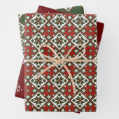 Modern Folk Art Wrapping Paper Flat Sheet Set van (In situ)