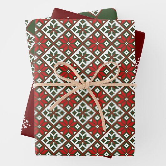 Modern Folk Art Wrapping Paper Flat Sheet Set van (In situ)