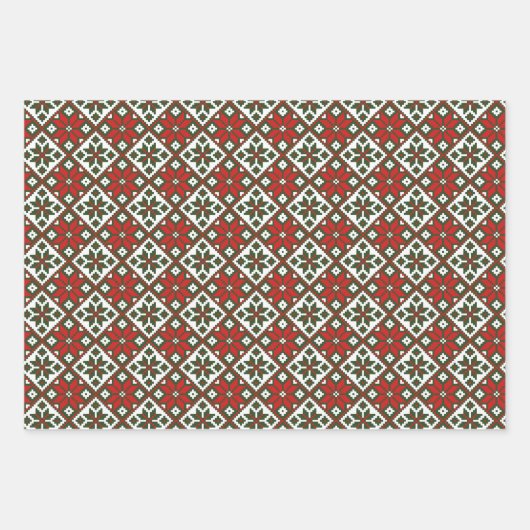 Modern Folk Art Wrapping Paper Flat Sheet Set van (Voorkant)