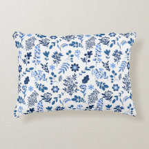 Modern Folk Botanical Floral print Blue White