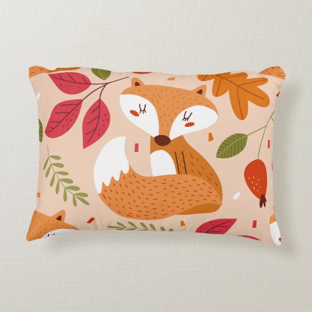 Modern Folk Foxes Accent Kussen (Achterkant)