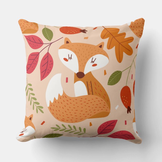 Modern Folk Foxes Kussen (Voorkant)