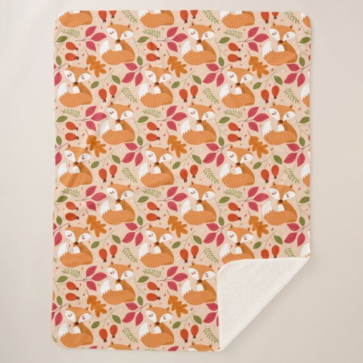 Modern Folk Foxes Sherpa Deken (Voorkant)