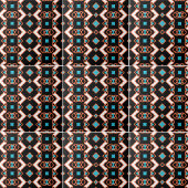 Modern Folk Zwart Symmetrisch Geometrisch Patroon Tegeltje