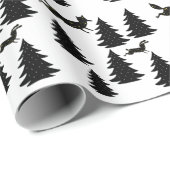 Modern Folktale Fox Rabbit Black kerstboom Cadeaupapier (Rol Hoek)