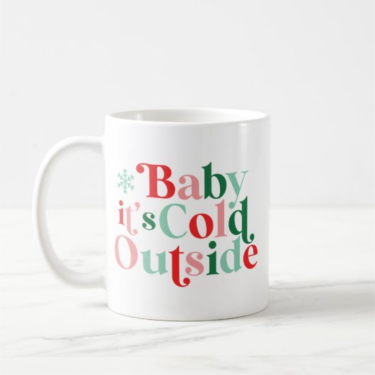 Modern Font Boho Baby Het is koud buiten Kerstmis Koffiemok (Links)